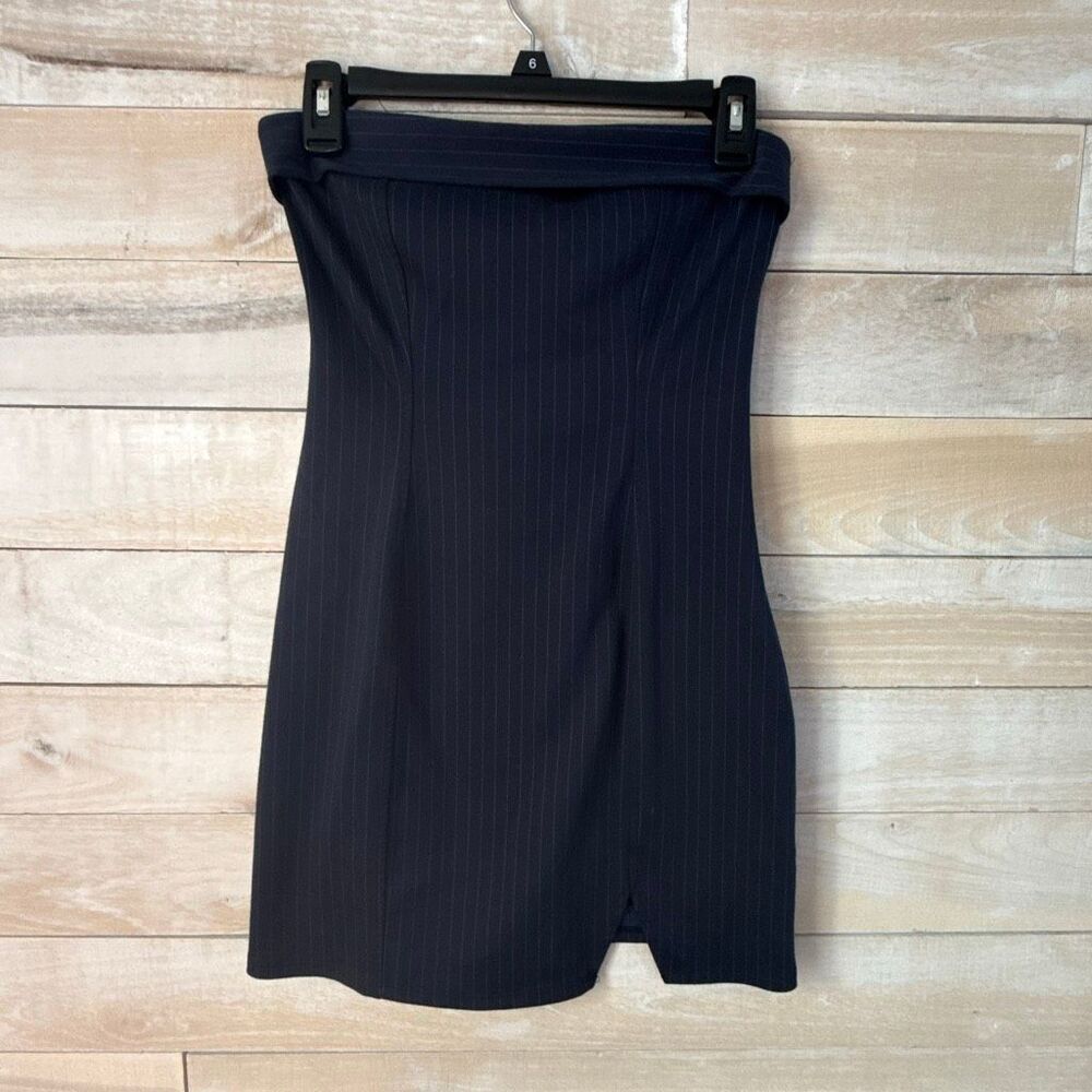 Wild Fable Navy Pinstripe Strapless Mini Dress Size S - Picture 2 of 7